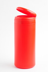 Red barrel on white background