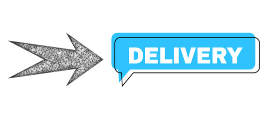 Speech Delivery blue bubble frame and wire frame arrow right. Frame and colored area are misplaced to Delivery label, which is located inside blue colored bubble.