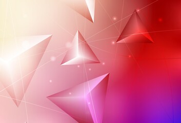 Light Red, Yellow vector shining triangular layout.