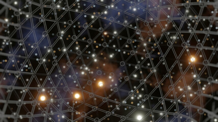 Fototapeta premium Transparent fiber optic with colorful blur star field in background (3D Rendering)