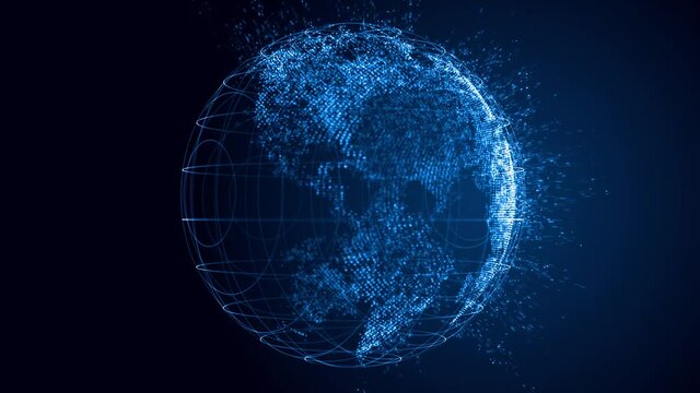 Map of the planet. World map. Global social network. Future. Blue futuristic background with planet Earth.