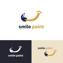 Painting brush logo company, logo vector template design with business card preview. Ready to use, easy for edit.