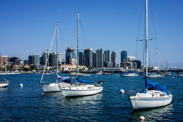 Obraz premium Boats in the Bay of San Diego