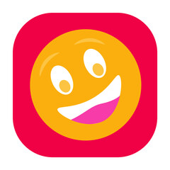 Flat color smiley face icon on red background. Fully editable. 