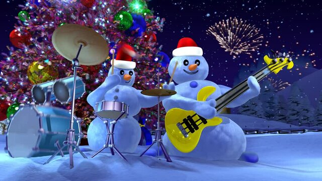 Snowmen are playing music under the tree!
Merry Christmas and Happy New Year!
