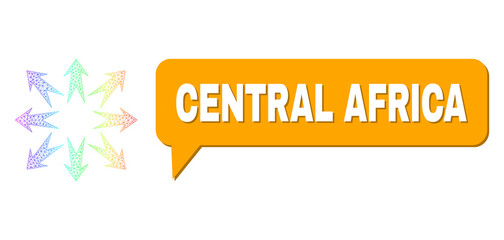 Central Africa and expand arrows vector. Spectral colored mesh expand arrows, and speech Central Africa bubble message. Speech colored Central Africa cloud has shadow.