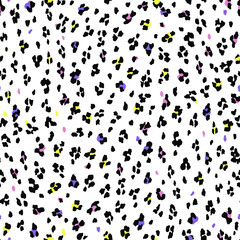 Leopard seamless pattern with neon dots