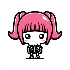 cute girl skeleton character vector design