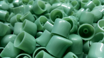 Obraz premium Parts of cosmetic plastic products on the production line in industrial factory..