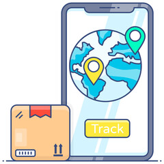 
Mobile tracking flat outline icon, tracking service 
