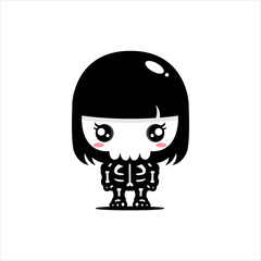 cute girl skeleton character vector design