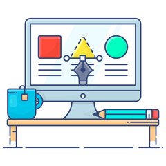 
Design studio flat outline icon, fine arts 
