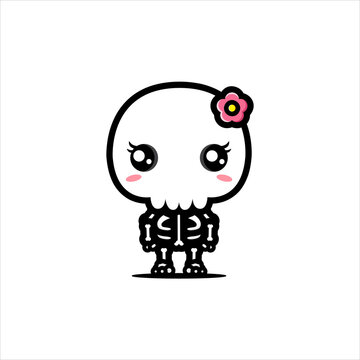 cute girl skeleton character vector design