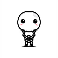 vector design of cute skeleton character detaching head dar