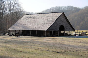 Historical Oconaluftee Mountain Farm in the Smoky Mountains