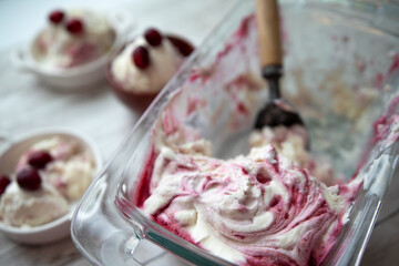 Homade berry icream fresh out of the freezer
