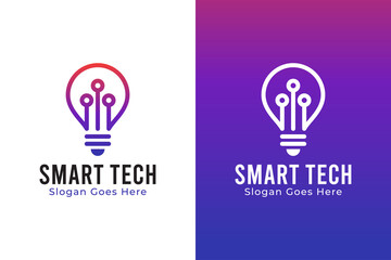 smart technology logo, creative tech idea symbol icon design