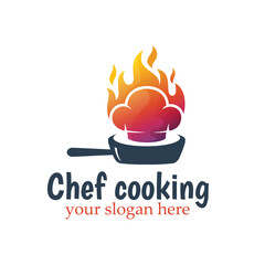 chef cooking and hot cook restaurant logo design