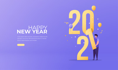 A man compiled the numbers 2021 for cover calendar page