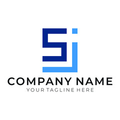 SJ related company letter logo in dark blue and light blue.Eps 10