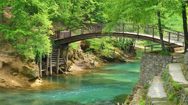 Small bridge on Una river in Bosnia