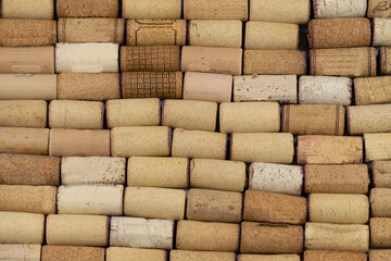 Many corks lined up as a background