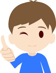 グーのポーズをする可愛い男の子供の上半身イラスト