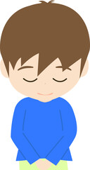 礼をする可愛い男の子供の上半身イラスト