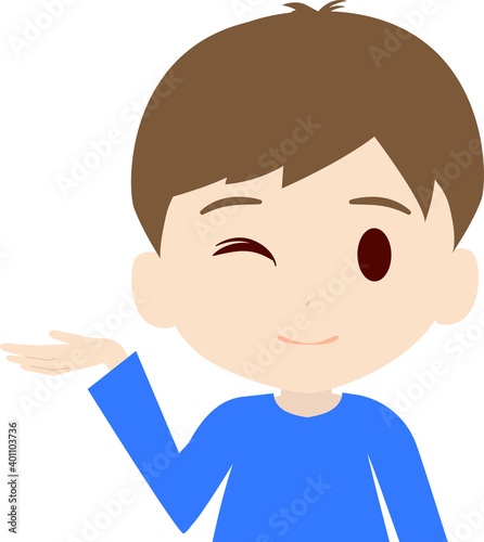 どうぞと案内する可愛い男の子供の上半身イラスト Wall Mural Foolchico どうぞと案内する可愛い男の子供の上半身イラスト Wall Mural Foolchico