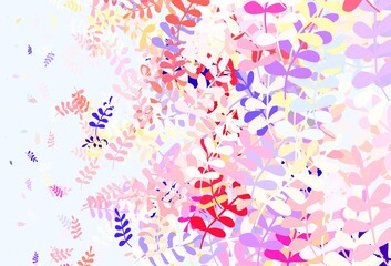 Light Multicolor vector doodle background with leaves.