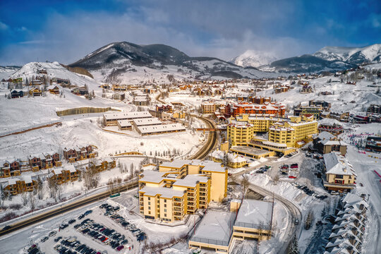 Aerial View of the Ski Resort Town of Crested Butte, Colorado