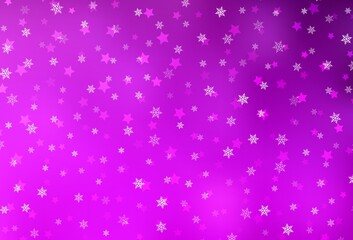Light Purple vector background with xmas snowflakes, stars.