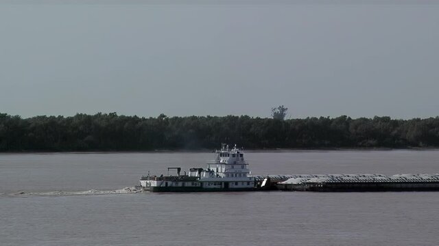 Grain Barge on Parana River, Santa Fe province, Argentina.  