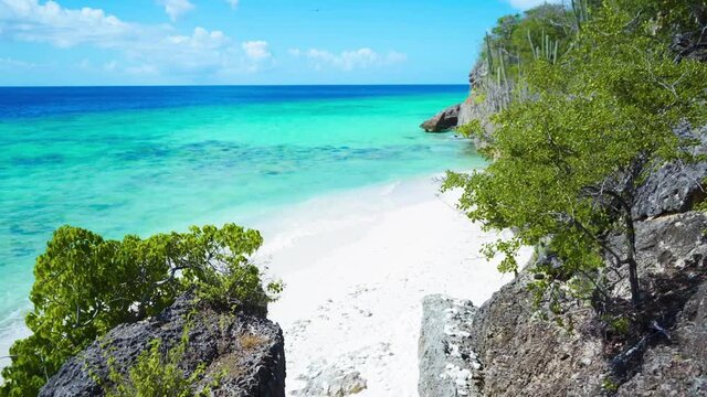 Private beach located on the coast of a caribbean island , curacao