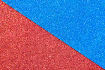 Red and Blue glitter texture in half abstract background for theme idea design concept