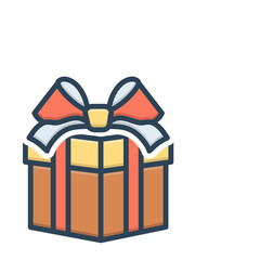 Color illustration icon for gift
