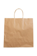 brown paper bag with rope handle isolated on white background
