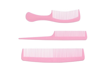 set of pink comb isolated on white background