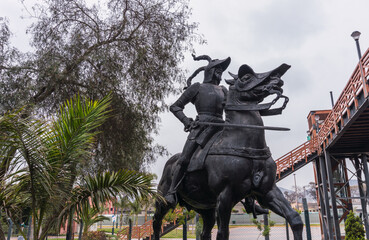 Naklejka premium FRANCISCO PIZARRO STATUE IN LIMA
