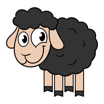 Vector Cartoon Black Sheep Illustration