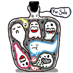 card with funny cat doodle pattern