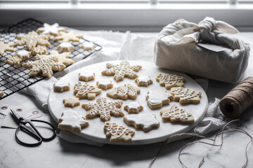 Homamade Christmas Cookies in festive shapes