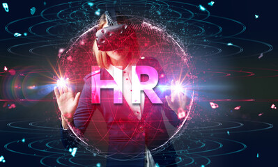 Obraz premium Business, Technology, Internet and network concept. Human Resources HR management recruitment employment headhunting concept.
