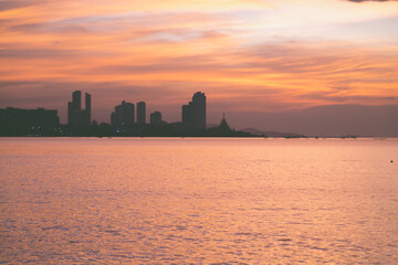 Fototapeta premium Sea sky beach with nature sunset