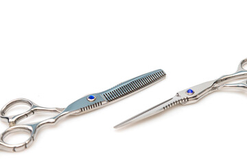 Set of hairdressing scissors for haircuts