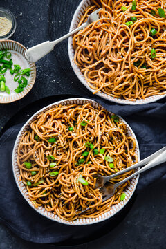 Garlic Noodles served in bowls