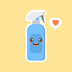 spray bottle cartoon. cute and kawaii spray bottle. antiseptic bottle. Vector cartoon character illustration icon design.Isolated on white background