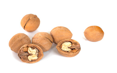 Walnuts isolated on white background