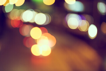Abstract defocus of bokeh light traffic in the city