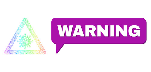 Warning and viral warning vector. Spectrum vibrant net viral warning, and speech Warning bubble message. Conversation colored Warning bubble has shadow.